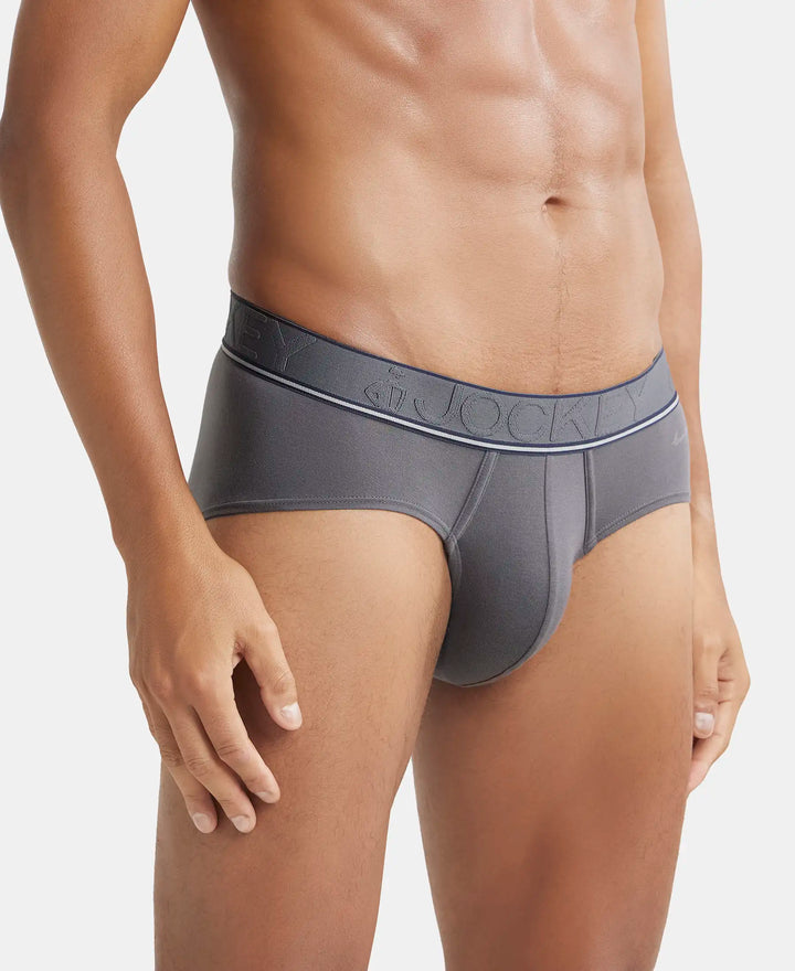 Tencel Micro Modal Elastane Solid Brief with StayFresh Properties - Gunmetal-2