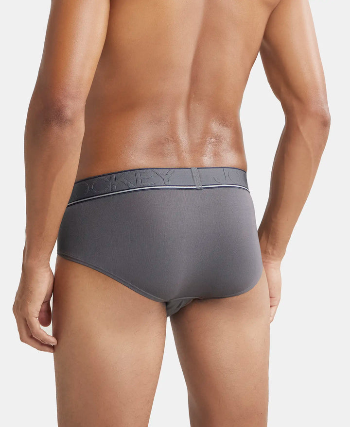 Tencel Micro Modal Elastane Solid Brief with StayFresh Properties - Gunmetal-3