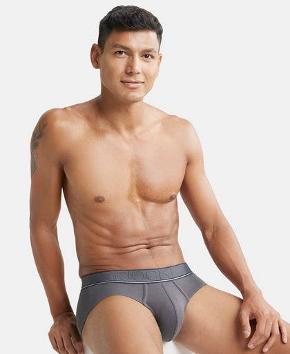 Tencel Micro Modal Elastane Solid Brief with StayFresh Properties - Gunmetal-5