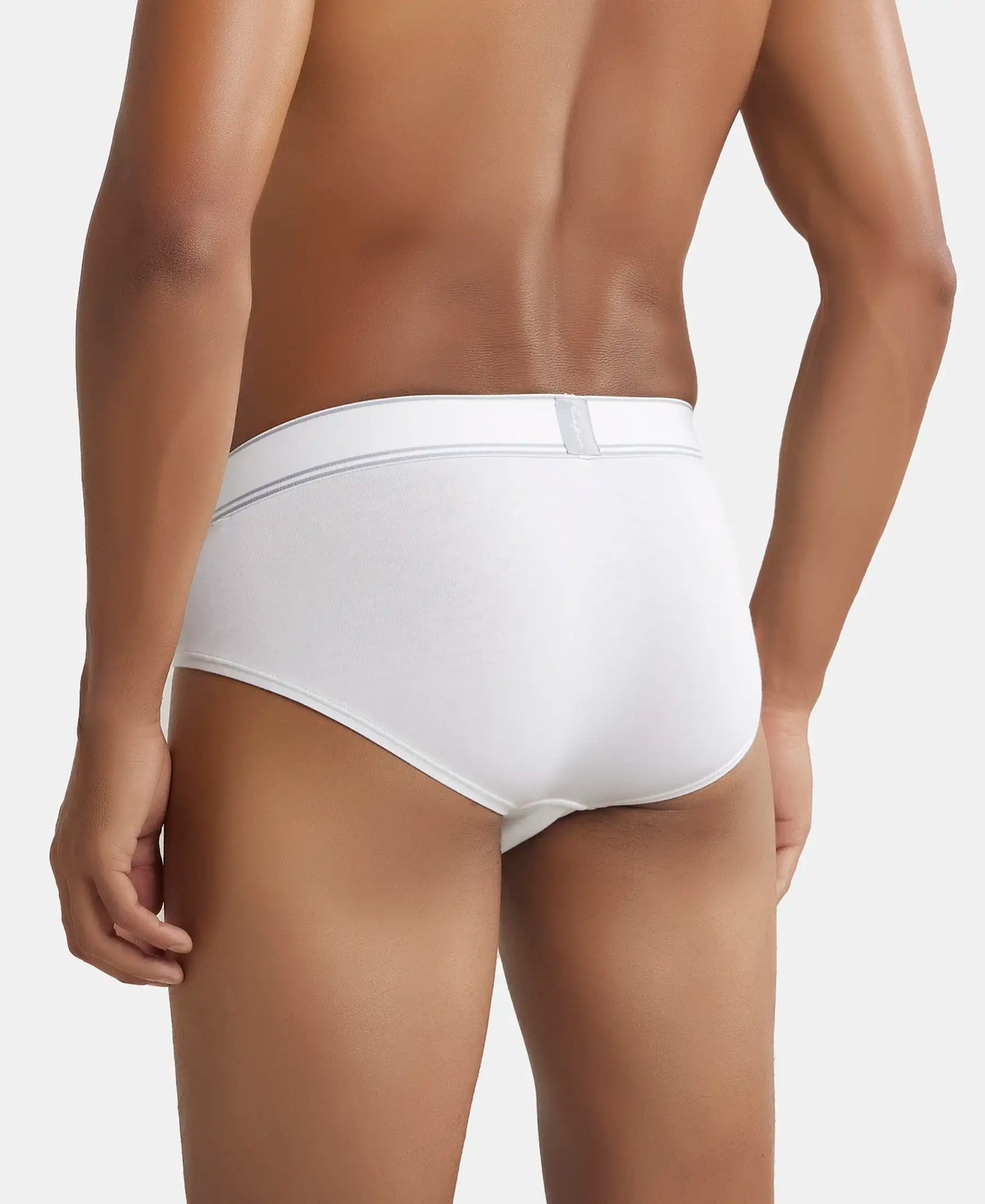 Tencel Micro Modal Elastane Solid Brief with StayFresh Properties - White-3