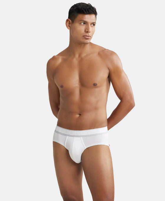 Tencel Micro Modal Elastane Solid Brief with StayFresh Properties - White-6