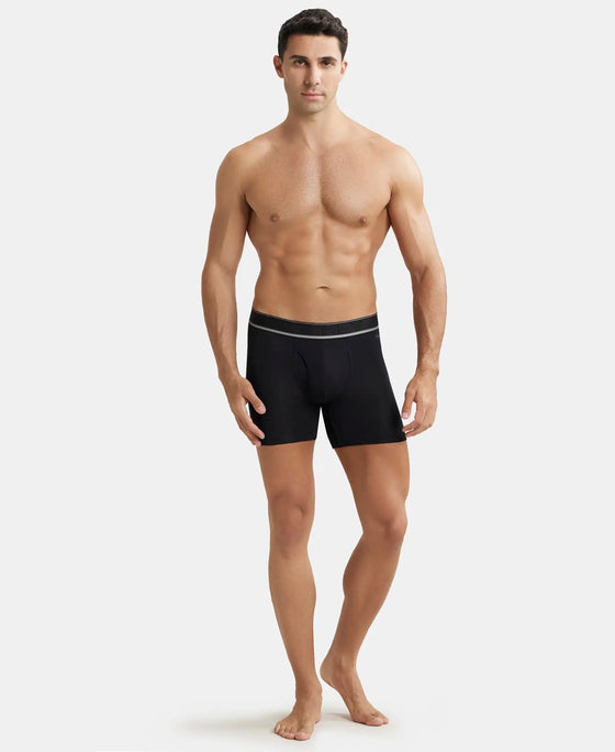 Tencel Micro Modal Elastane Stretch Solid Boxer Brief with Natural StayFresh Properties - Black-4