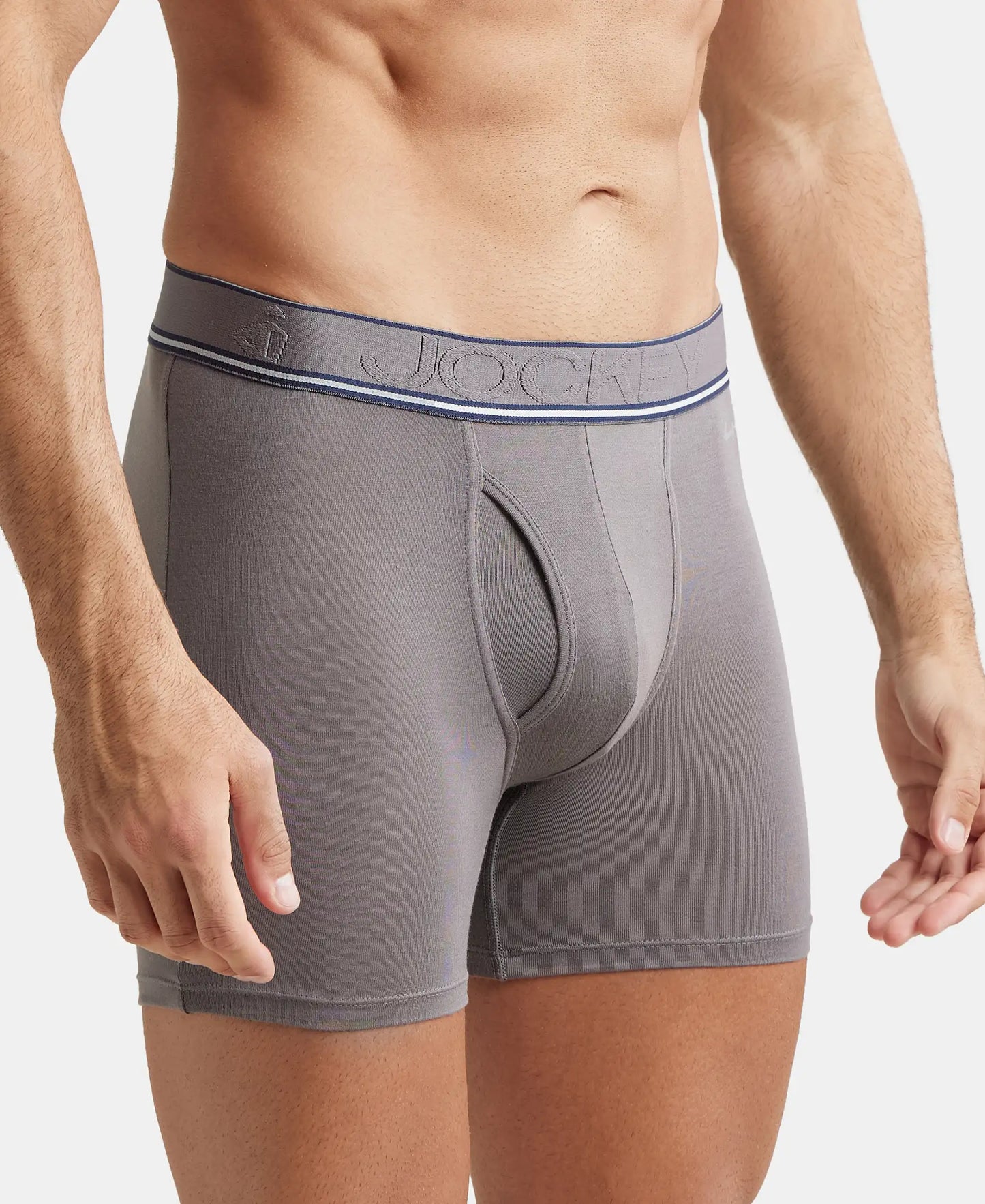 Tencel Micro Modal Elastane Stretch Solid Boxer Brief with Natural StayFresh Properties - Gunmetal-2