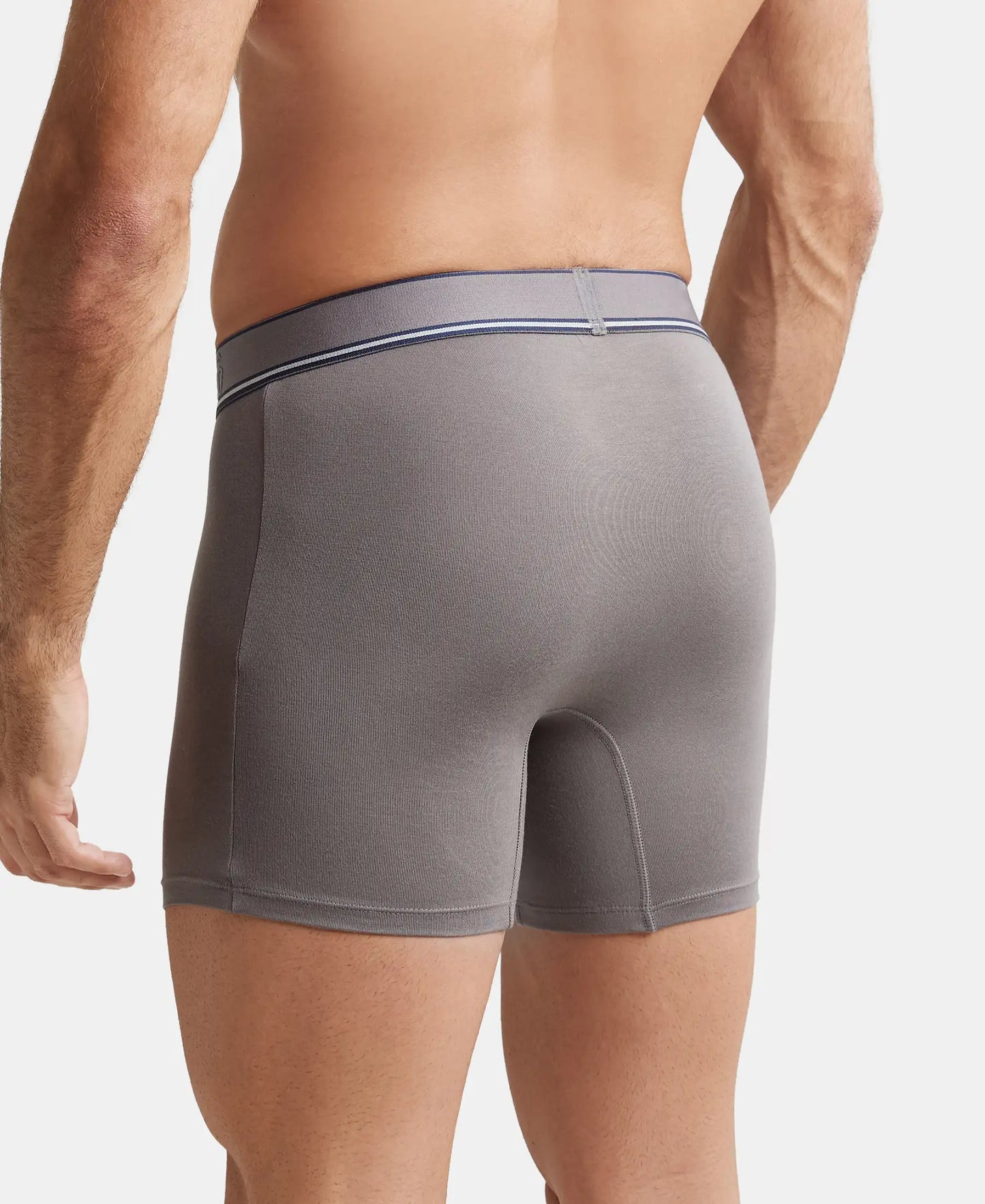 Tencel Micro Modal Elastane Stretch Solid Boxer Brief with Natural StayFresh Properties - Gunmetal-3