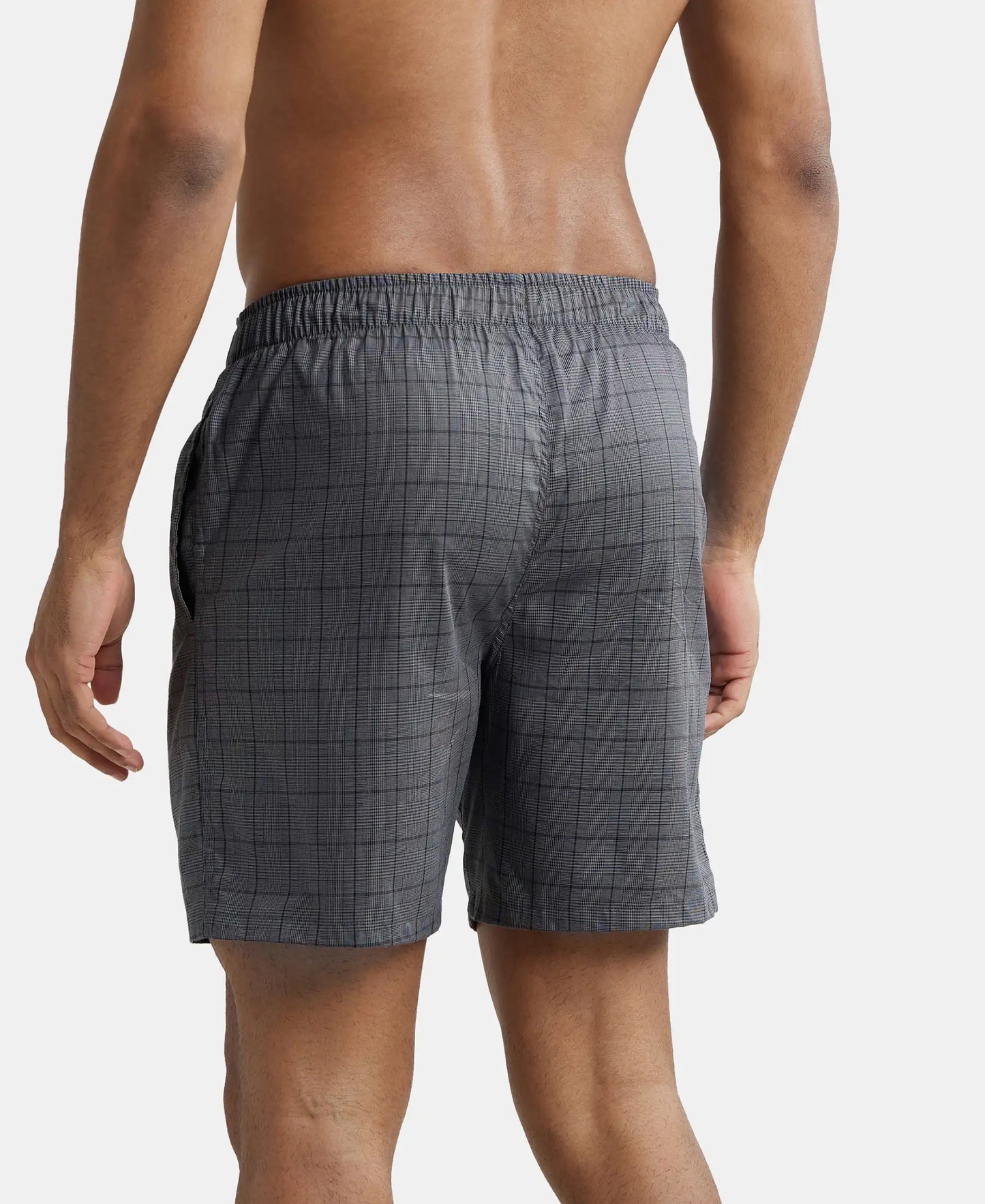 Tencel Lyocell Cotton Checkered Boxer Shorts - Graphite-3