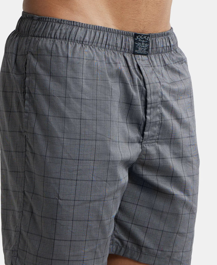 Tencel Lyocell Cotton Checkered Boxer Shorts - Graphite-6