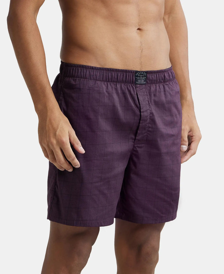 Tencel Lyocell Cotton Checkered Boxer Shorts - Potent Purple-2