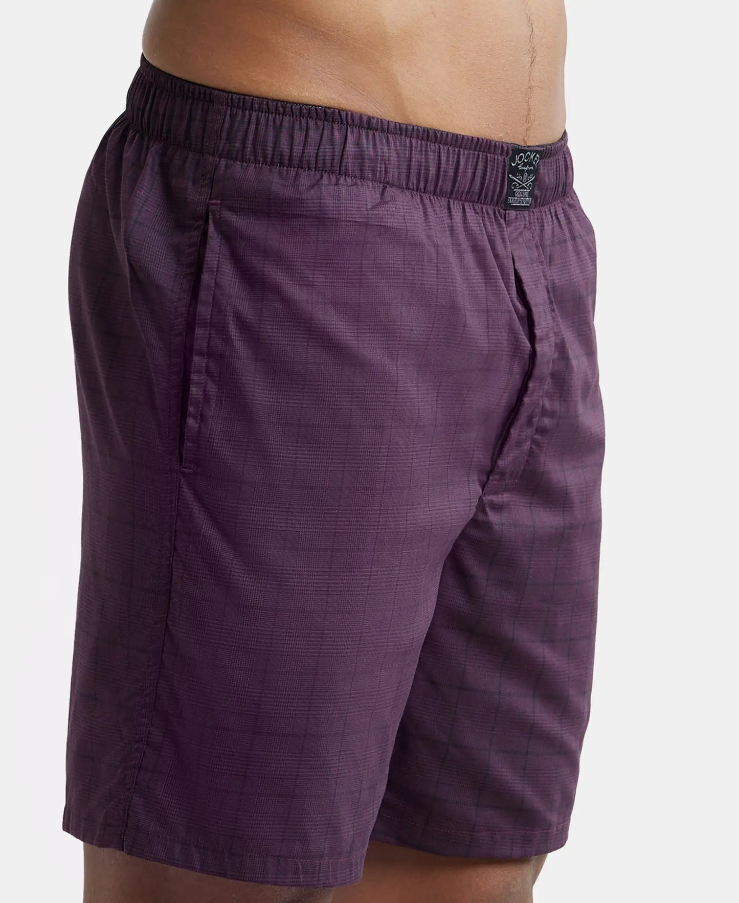 Tencel Lyocell Cotton Checkered Boxer Shorts - Potent Purple-6
