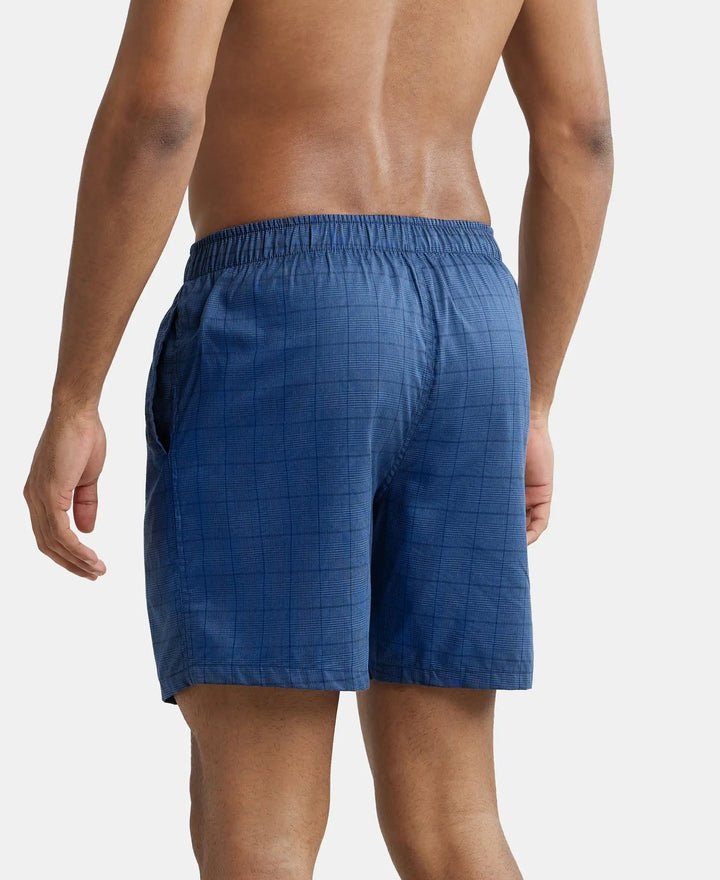 Tencel Lyocell Cotton Checkered Boxer Shorts - Poseidon-3