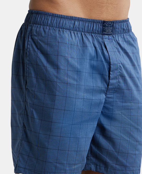 Tencel Lyocell Cotton Checkered Boxer Shorts - Poseidon-6