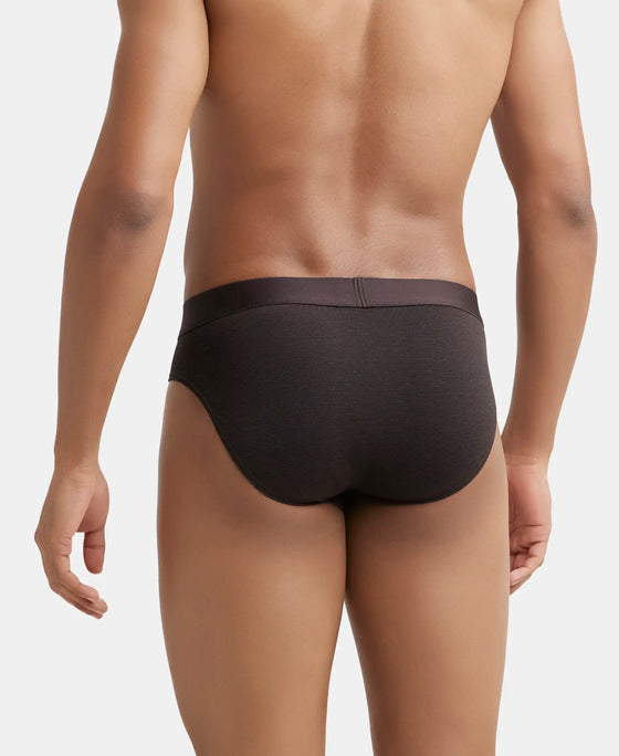 Tencel Micro Modal Cotton Elastane Solid Brief with Natural StayFresh Properties - Brown-3