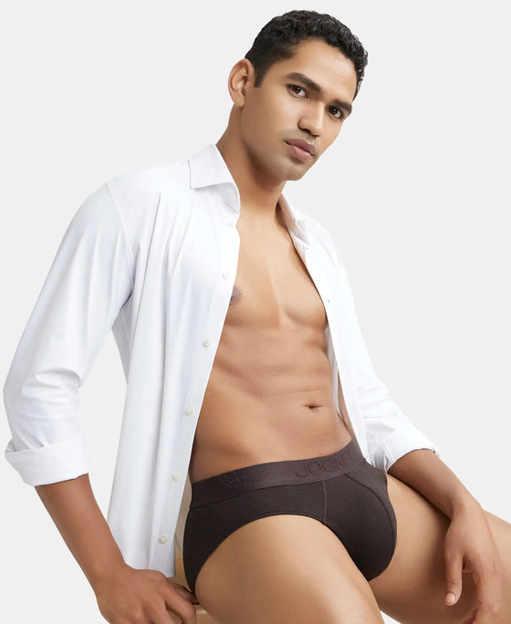 Tencel Micro Modal Cotton Elastane Solid Brief with Natural StayFresh Properties - Brown-5