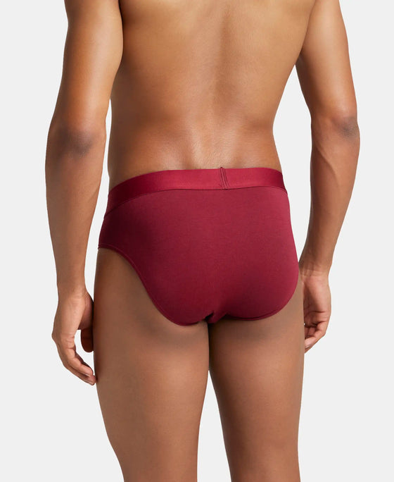 Tencel Micro Modal Cotton Elastane Solid Brief with Natural StayFresh Properties - Red Pepper-3