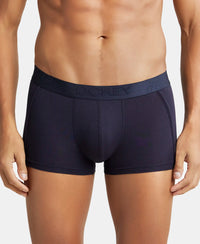 Microfiber Elastane Rib Solid Trunk with StayDry Treatment - Midnight Navy-1