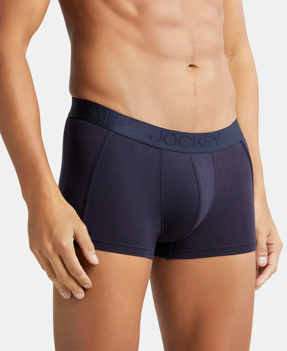 Microfiber Elastane Rib Solid Trunk with StayDry Treatment - Midnight Navy-2