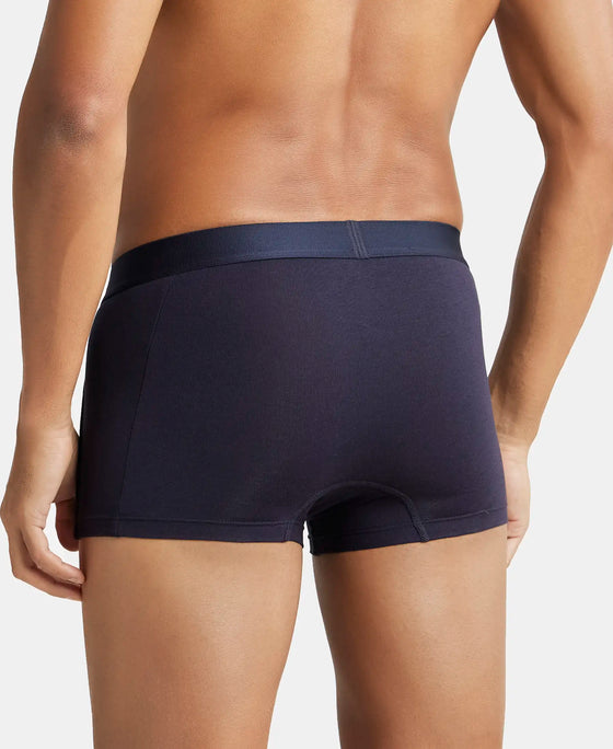 Microfiber Elastane Rib Solid Trunk with StayDry Treatment - Midnight Navy-3