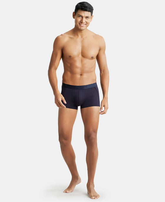 Microfiber Elastane Rib Solid Trunk with StayDry Treatment - Midnight Navy-4