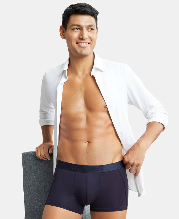 Microfiber Elastane Rib Solid Trunk with StayDry Treatment - Midnight Navy-5