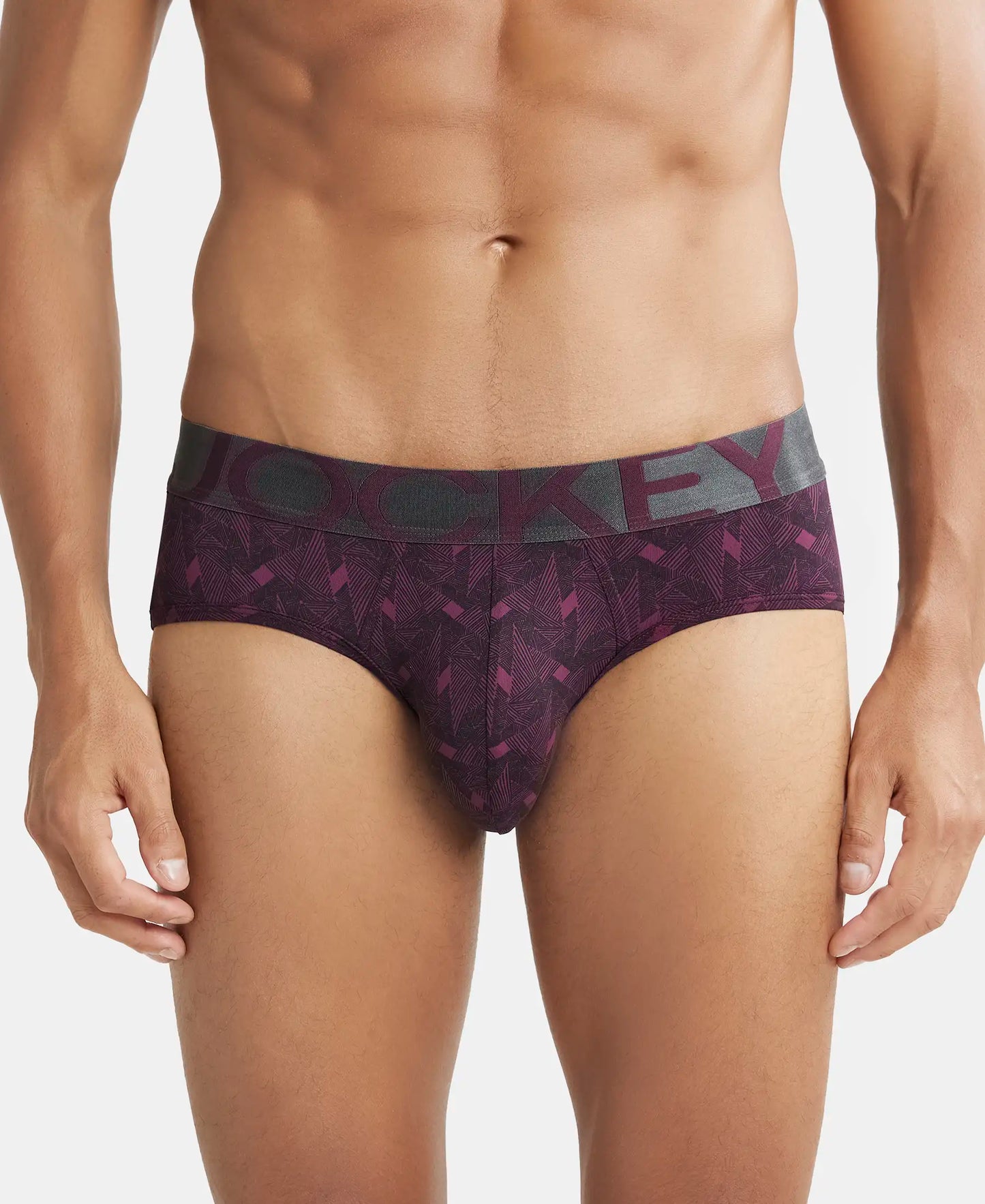 Tactel Microfiber Elastane Printed Brief with Moisture Move Properties - Potent Purple Printed-1