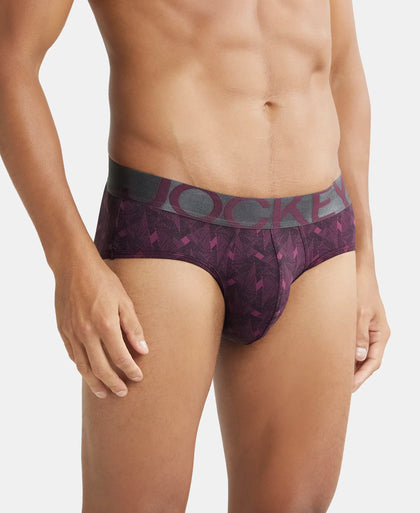 Tactel Microfiber Elastane Printed Brief with Moisture Move Properties - Potent Purple Printed-2