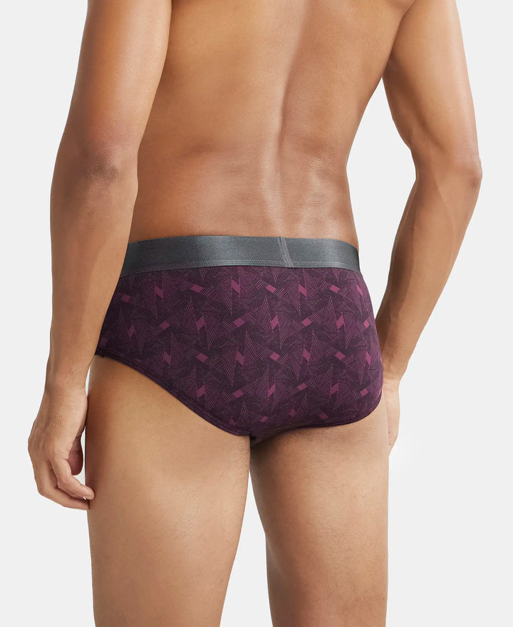 Tactel Microfiber Elastane Printed Brief with Moisture Move Properties - Potent Purple Printed-3