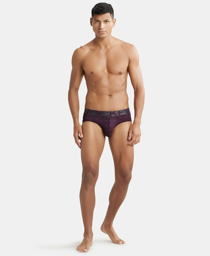 Tactel Microfiber Elastane Printed Brief with Moisture Move Properties - Potent Purple Printed-4