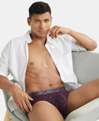 Tactel Microfiber Elastane Printed Brief with Moisture Move Properties - Potent Purple Printed-5