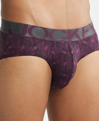 Tactel Microfiber Elastane Printed Brief with Moisture Move Properties - Potent Purple Printed-6