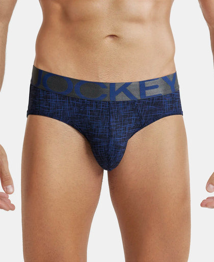 Tactel Microfiber Elastane Printed Brief with Moisture Move Properties - Rich Royal Blue-1
