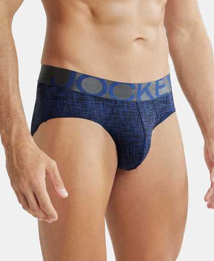 Tactel Microfiber Elastane Printed Brief with Moisture Move Properties - Rich Royal Blue-2