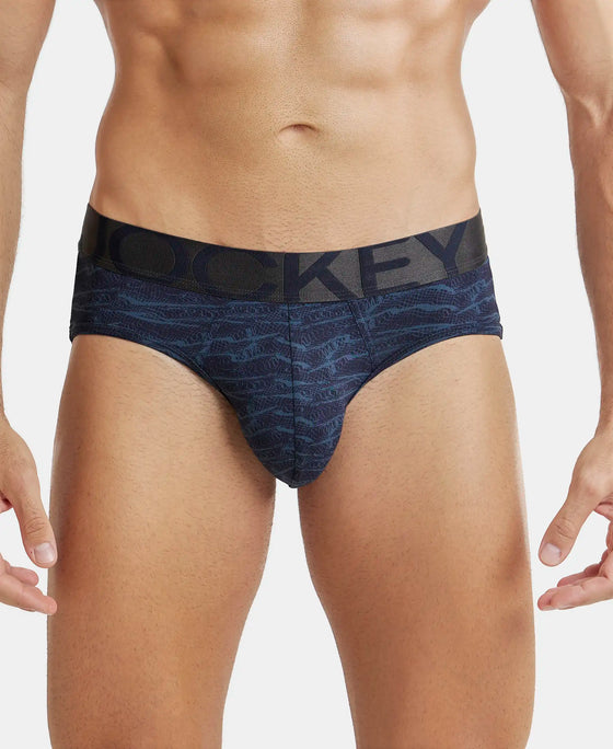 Tactel Microfiber Elastane Printed Brief with Moisture Move Properties - True Navy Printed-1