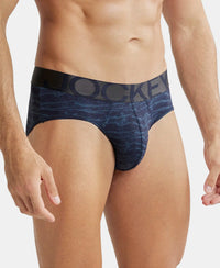 Tactel Microfiber Elastane Printed Brief with Moisture Move Properties - True Navy Printed-2