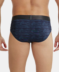 Tactel Microfiber Elastane Printed Brief with Moisture Move Properties - True Navy Printed-3