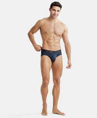 Tactel Microfiber Elastane Printed Brief with Moisture Move Properties - True Navy Printed-4