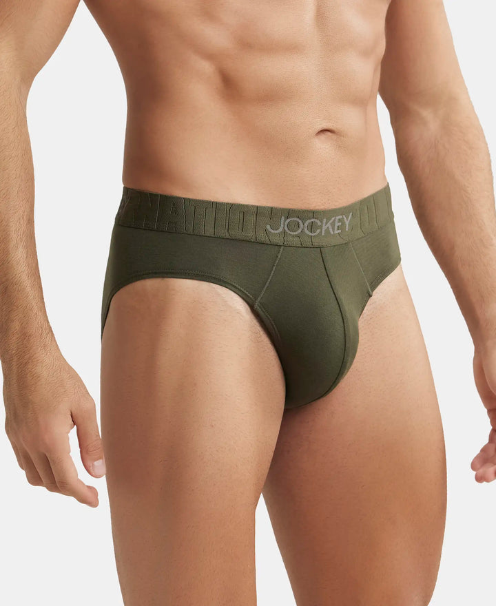 Supima Cotton Elastane Stretch Solid Brief with Ultrasoft Waistband - Forest Night-2