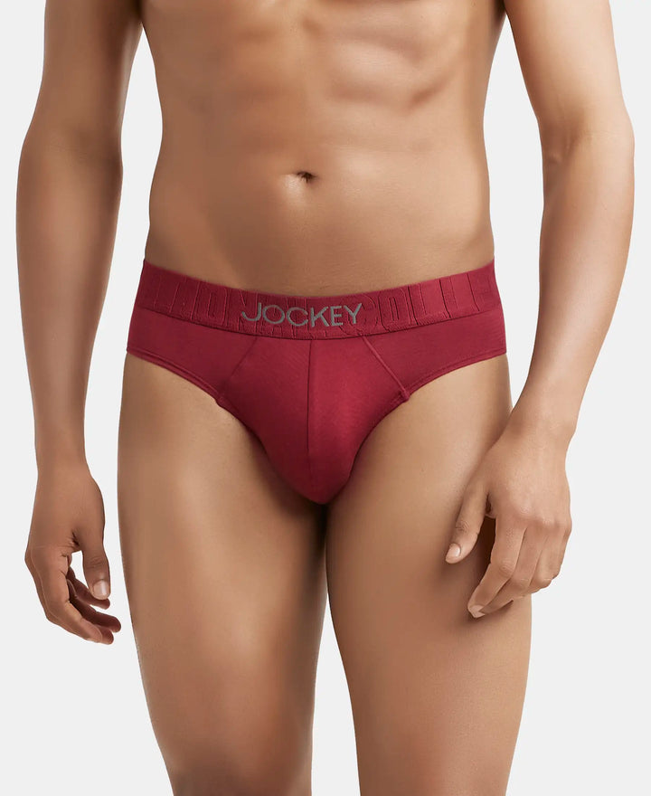 Supima Cotton Elastane Stretch Solid Brief with Ultrasoft Waistband - Red Pepper-1