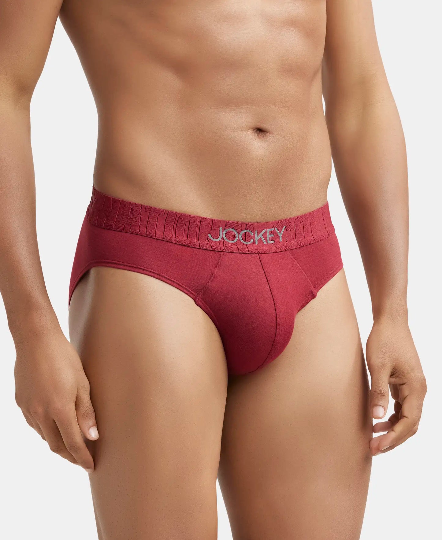 Supima Cotton Elastane Stretch Solid Brief with Ultrasoft Waistband - Red Pepper-2