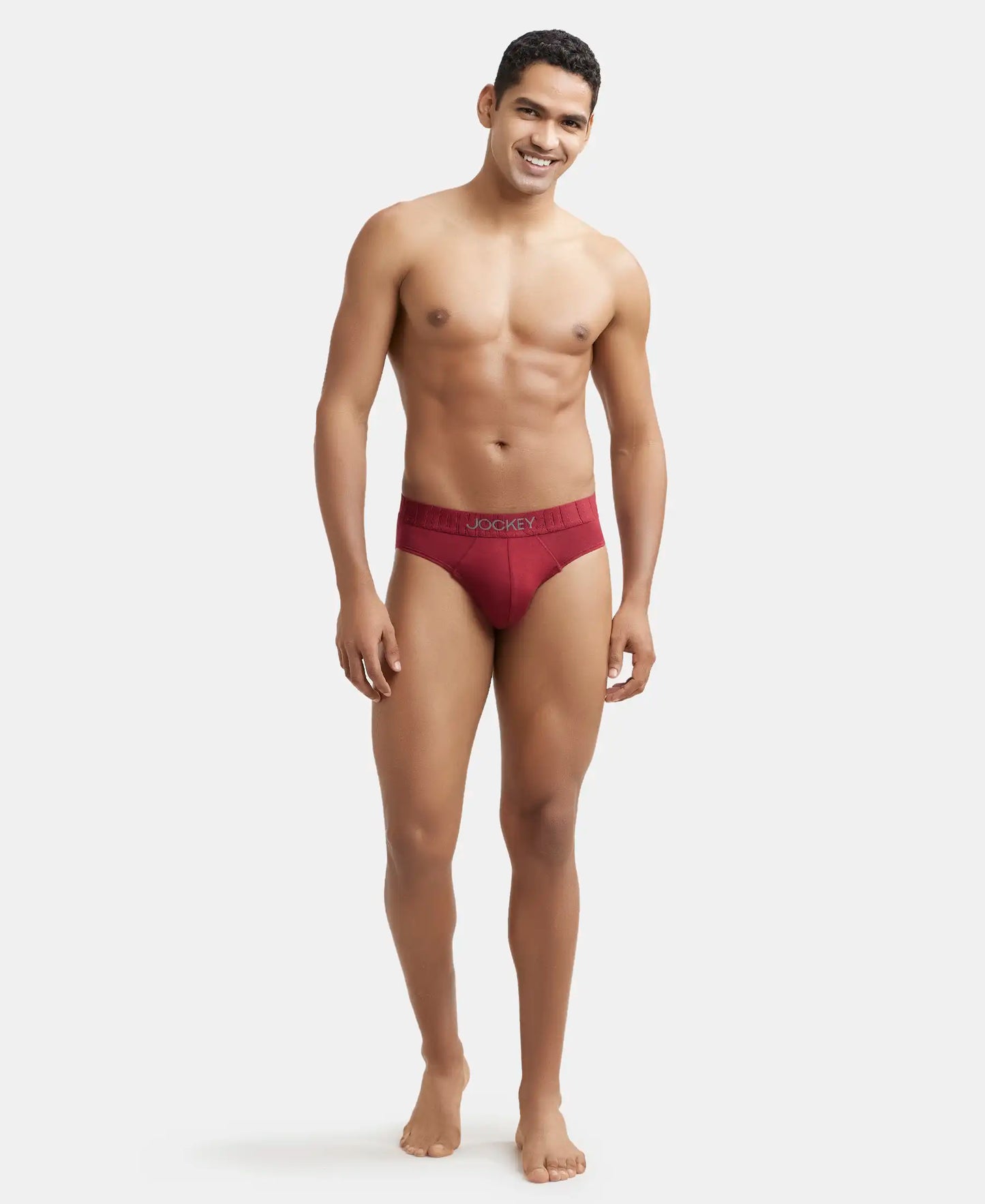 Supima Cotton Elastane Stretch Solid Brief with Ultrasoft Waistband - Red Pepper-4