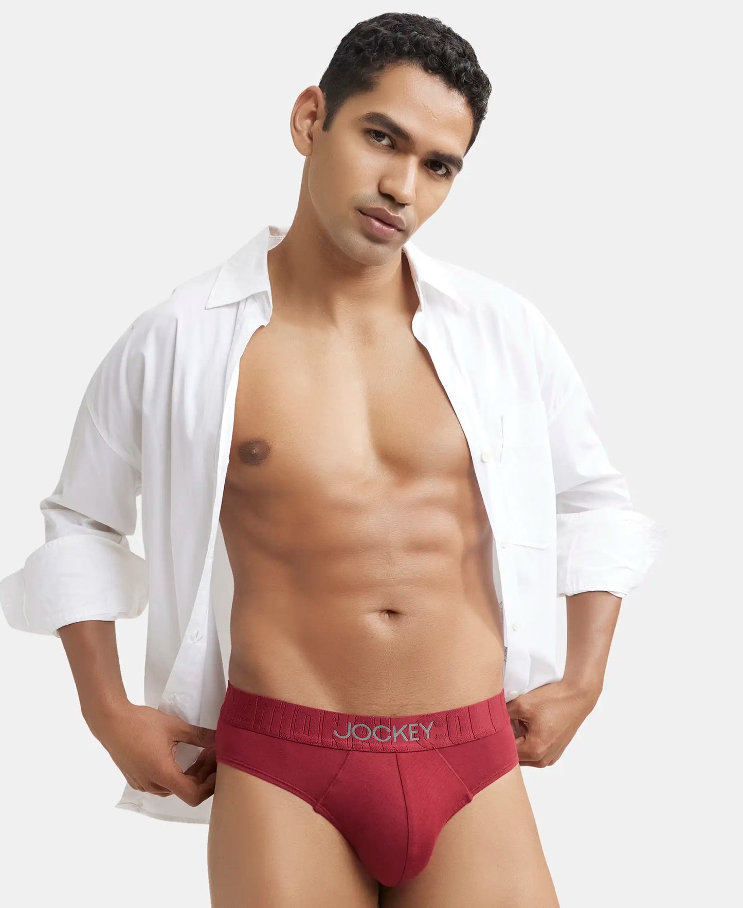 Supima Cotton Elastane Stretch Solid Brief with Ultrasoft Waistband - Red Pepper-5