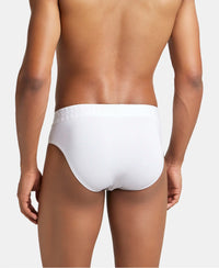 Supima Cotton Elastane Stretch Solid Brief with Ultrasoft Waistband - White-3