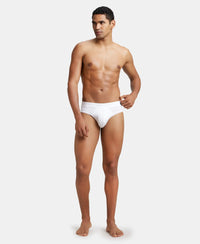 Supima Cotton Elastane Stretch Solid Brief with Ultrasoft Waistband - White-4