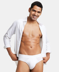 Supima Cotton Elastane Stretch Solid Brief with Ultrasoft Waistband - White-5