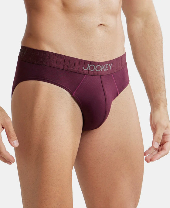 Supima Cotton Elastane Stretch Solid Brief with Ultrasoft Waistband - Wine Tasting-2