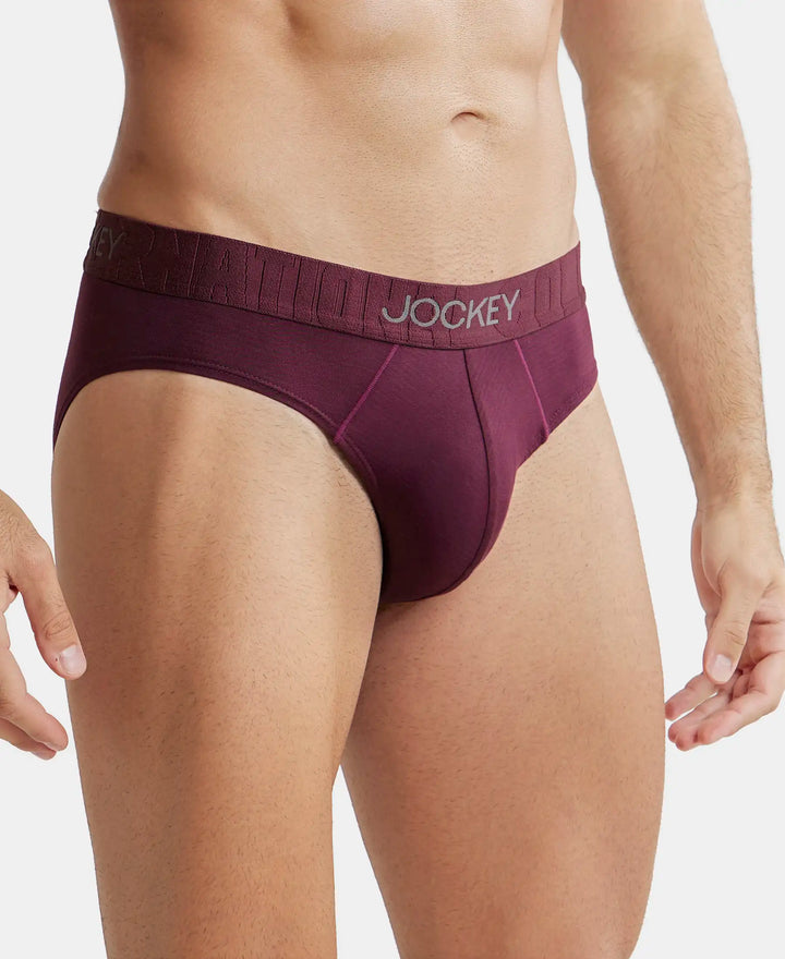 Supima Cotton Elastane Stretch Solid Brief with Ultrasoft Waistband - Wine Tasting-2