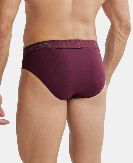 Supima Cotton Elastane Stretch Solid Brief with Ultrasoft Waistband - Wine Tasting-3