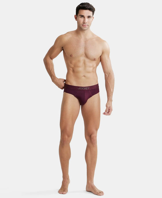 Supima Cotton Elastane Stretch Solid Brief with Ultrasoft Waistband - Wine Tasting-4