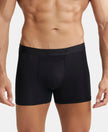 Tencel Micro Modal Cotton Elastane Stretch Solid Boxer Brief with Internal Breathable Mesh - Black-1