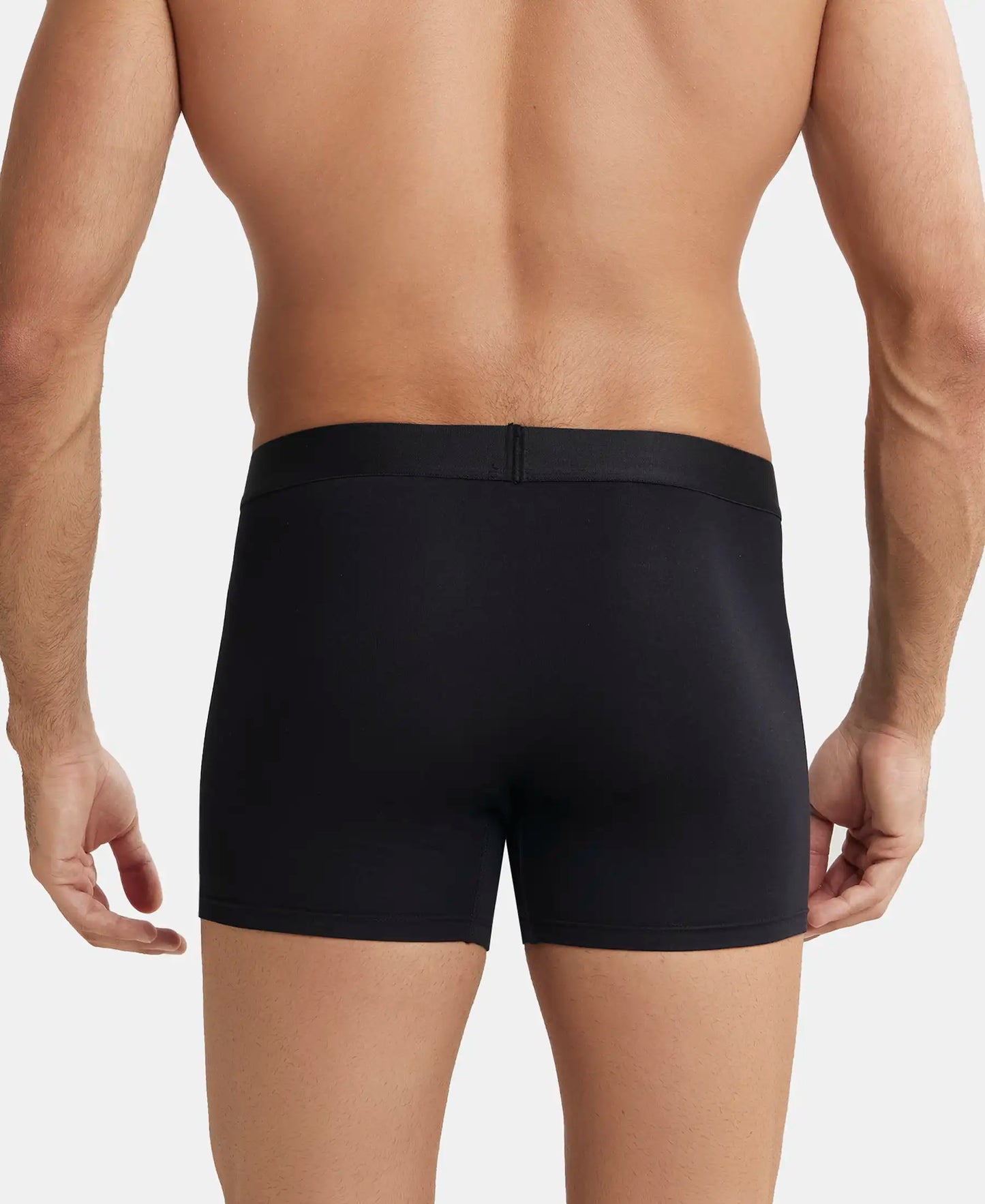 Tencel Micro Modal Cotton Elastane Stretch Solid Boxer Brief with Internal Breathable Mesh - Black-3