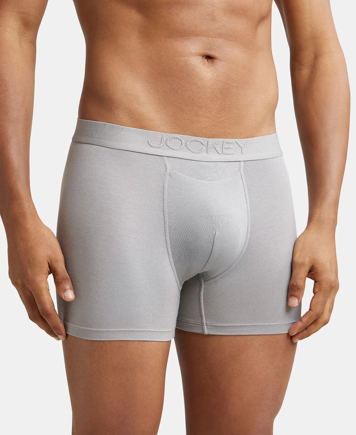Tencel Micro Modal Cotton Elastane Stretch Solid Boxer Brief with Internal Breathable Mesh - Bright Light Grey-2