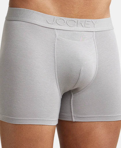 Tencel Micro Modal Cotton Elastane Stretch Solid Boxer Brief with Internal Breathable Mesh - Bright Light Grey-7